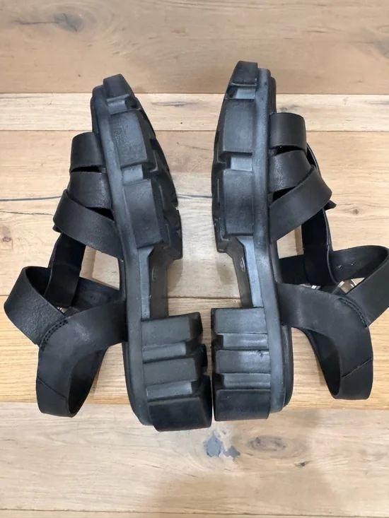 Free People Chunky Black Leather Gladiator Sandals Size 36 - Picture 4 of 6